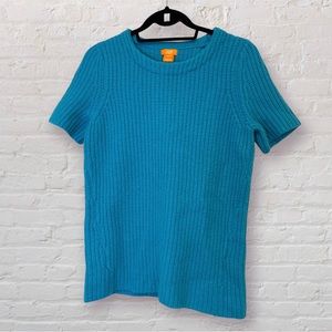 Joe Fresh Turquoise/Aqua Blue Short Sleeve Fuzzy Sweater XS